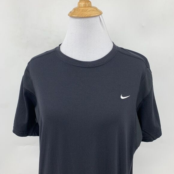 Nike Fit Dry T Shirt Womens XL Extra Large Black Crew Short Sleeve Stretch Nylon - Picture 3 of 11